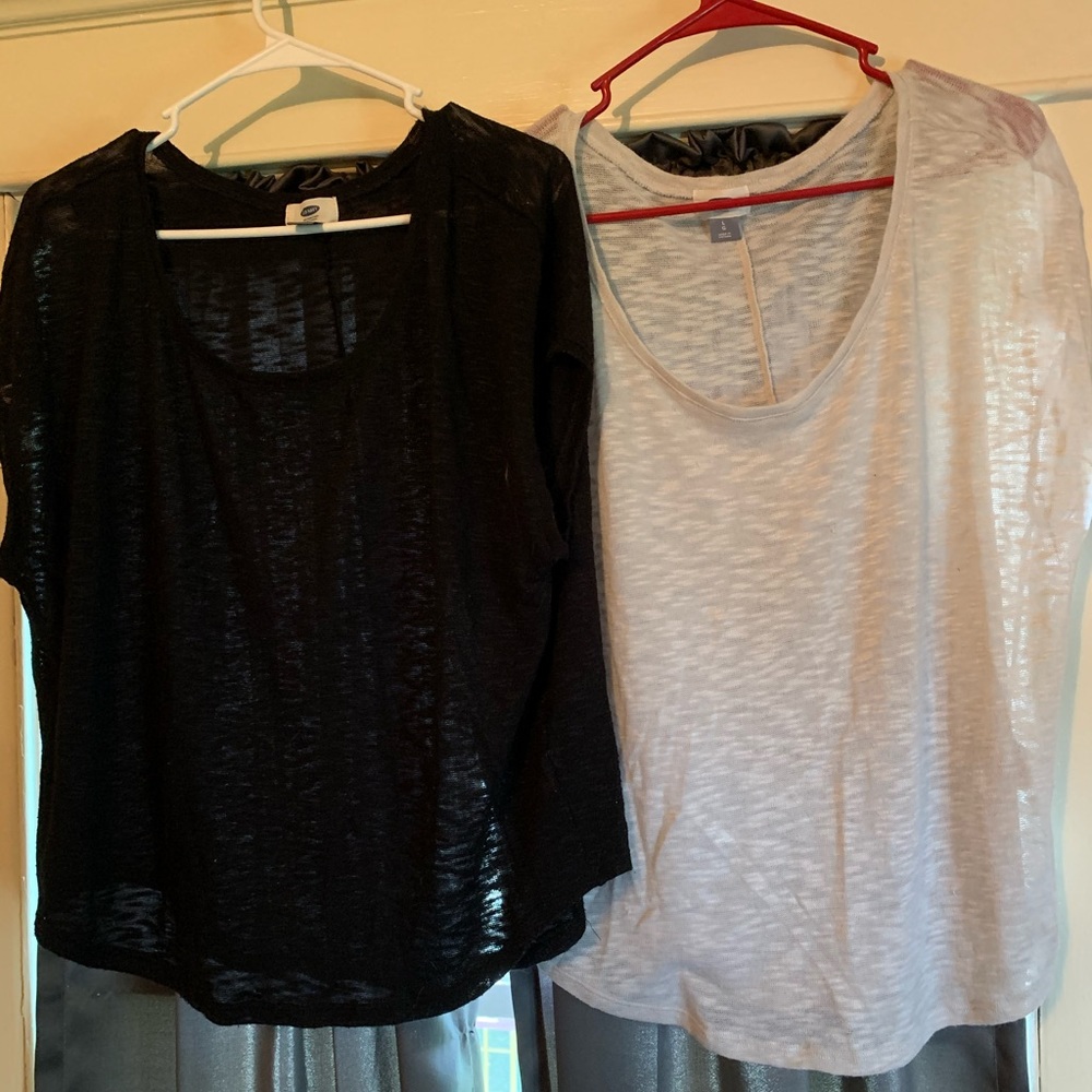 Two sheer sweater tops